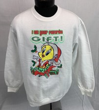 Vtg 90s Looney Tunes Sweatshirt Crewneck Tweety Bird Cartoon Large NWT