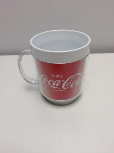 Enjoy Coca-Cola Plastic Mug Cup Eagle Brand Vintage Coke Advertising