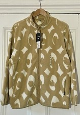 Marimekko Uniqlo Womens Ivory Beige Geometric Print Fleece Jacket Xl Uk 16 Eu 44