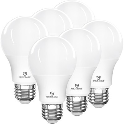 Great Eagle A19 LED Light Bulb, 9W (60W 6 Count (Pack of 1), 5000k Daylight