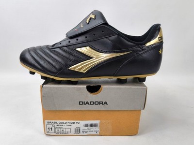 Diadora Brasil Gold R MD PU Fussball Schuhe EUR 46 / UK 11.5 schwarz gold 148504