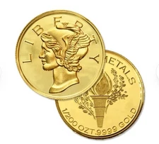 Mercury Gold Dime 1/200th Ounce Round - .9999 Pure