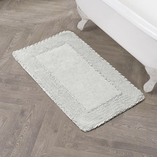 Laura Ashley Ruffle Border Light Grey 27"x 45" 100 Cotton Bath Rug