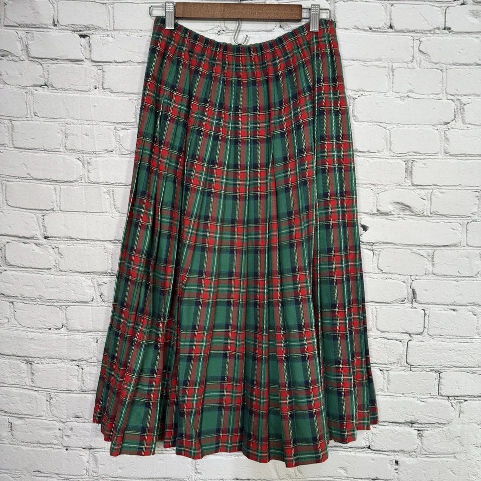 Vintage Marisa Christina Maxi Skirt Size S Christmas Plaid 100% Rayon Pleated - Image 2 of 4