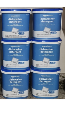 #ad #ad Lot 6 New Dishwasher Detergent PODS Pacs FRESH SCENT 510 TOTAL Amazon Basics $58.88