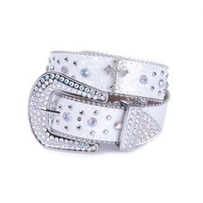 Rhinestone Belt for Men  Women, Western Cowboy Cowgirl Belt with Bling Cross