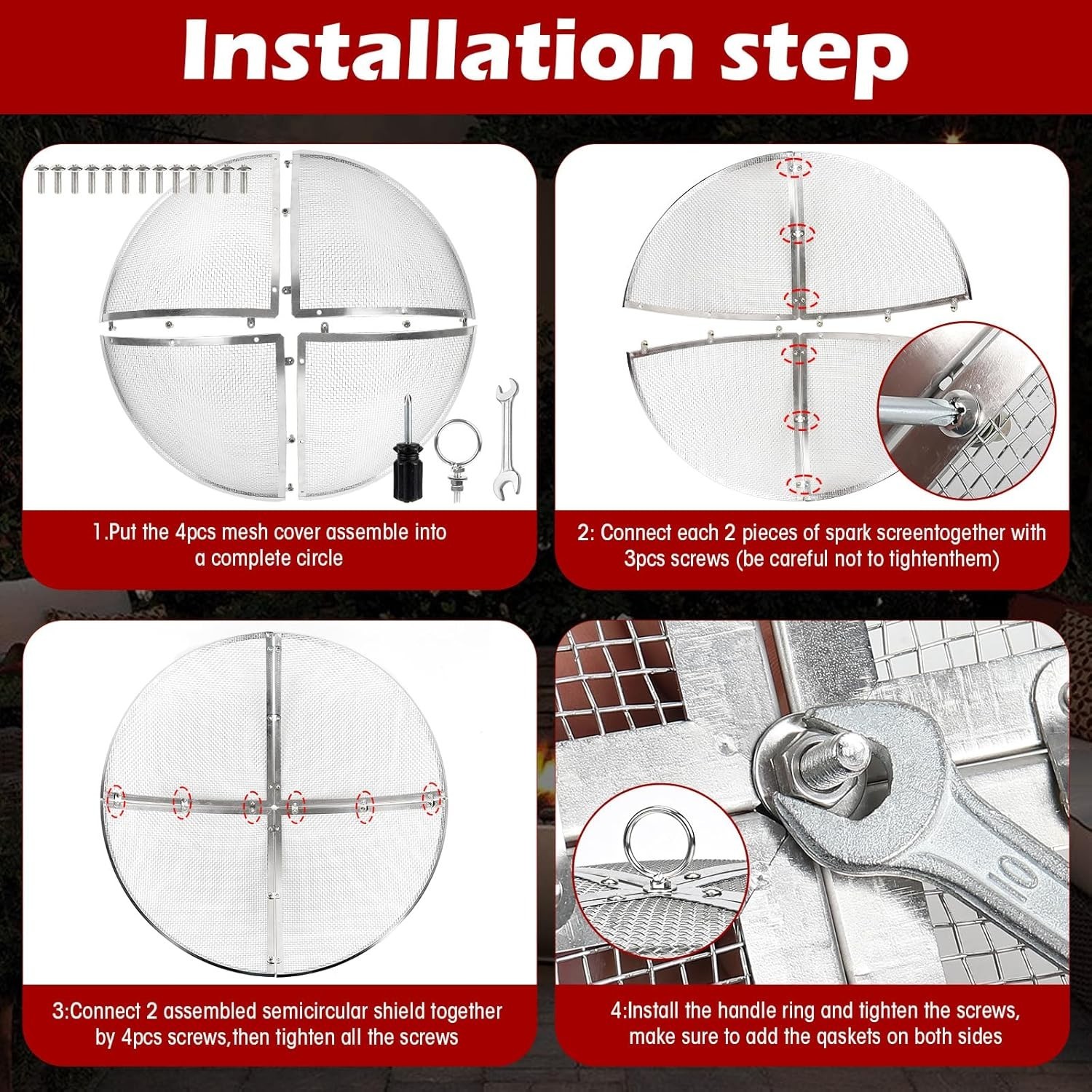 22-Inch Stainless Steel Fire Pit Spark Screen - Safety & Style for Outdoors
