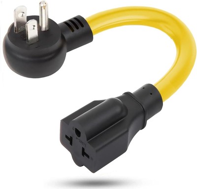 12AWG Right-Angle 15 Amp Household AC Plug to 20 T Blade Power Yellow 