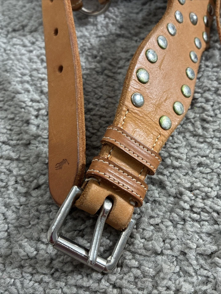 De Colección Ralph Lauren Cinturón Ecuestre Años 90 Anillo O Concho Tachuela Cuero Gran Bretaña Foto 4 de 4