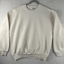 Vintage JERZEES Sweatshirt Mens XL White Blank Crewneck Pullover 90s made in USA