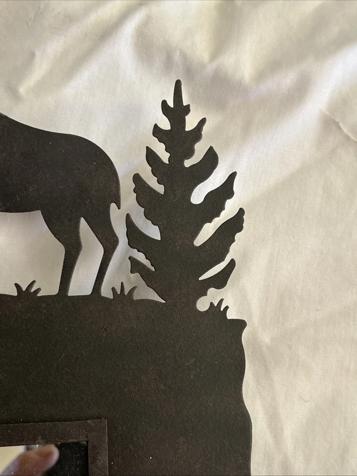 Rustic Moose and Woodland Pine Trees Metal Framed Plate Mirror 19”x 12” - Image 4 of 4