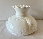 Vintage Fenton? Puffy Rose White Milk Glass Gone w/the Wind Lamp Shade 9 1/2"