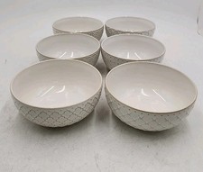Dowan Soup Bowls Set of 6, 26oz Cereal Bowls for Kitchen 6" Ceramic Embossment