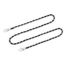 47" Purse Chain Strap with Buckles for Shoulder and Cross Body Black  Silver 