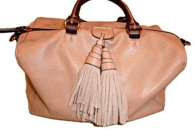 ABBACINO  Beige Brown Purse Satchel/Top Handle Handbag Tassle