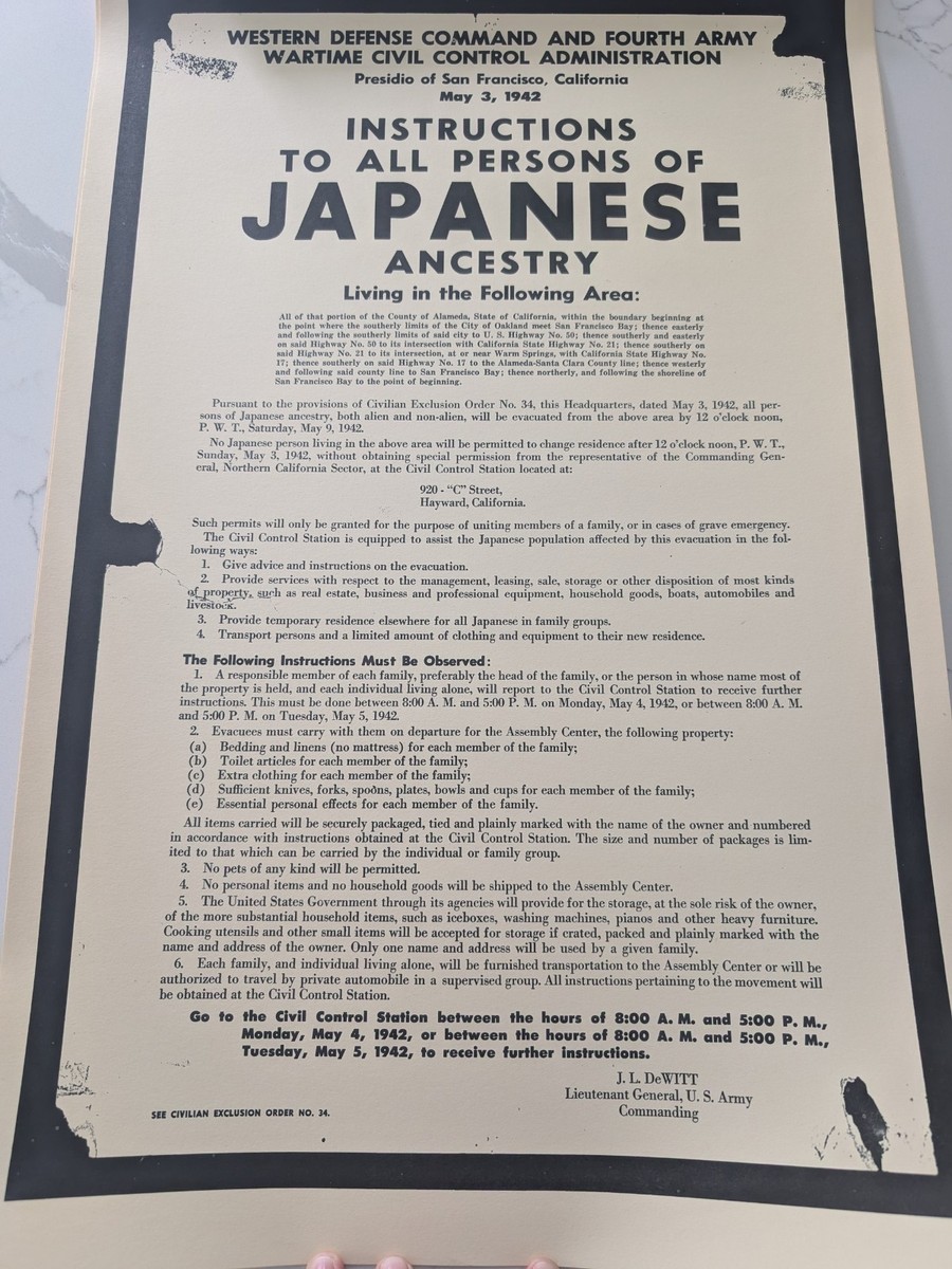 WWII Japanese Internment Order Poster – May 3, 1942– Historic