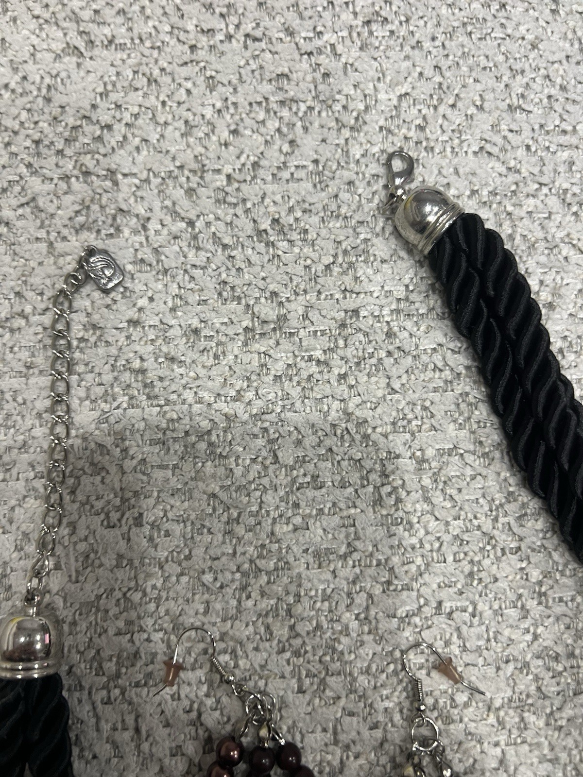 Bead Wrapped Chunky Black Thread Statement Neckla… - image 2