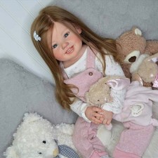 Lifelike 28in Reborn Baby Rooted Hair Cloth Body Toddler Girl Finished Doll Gift