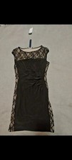 Chaps Ralph Lauren Black Lace Cocktail Dress LBD Vamp  Large Whimsigoth Party 