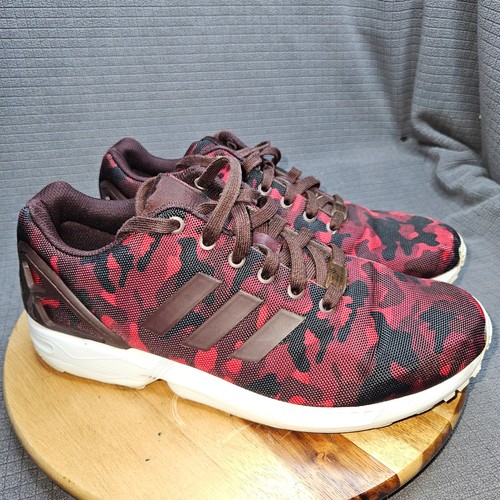 Adidas ZX Flux Men's 10.5 Red Black Camo Athletic Running Shoes Torsion