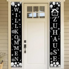Willkommen Zuhause Banner Party Dekoration Familienfeier Tür Deko schwarz Sil...
