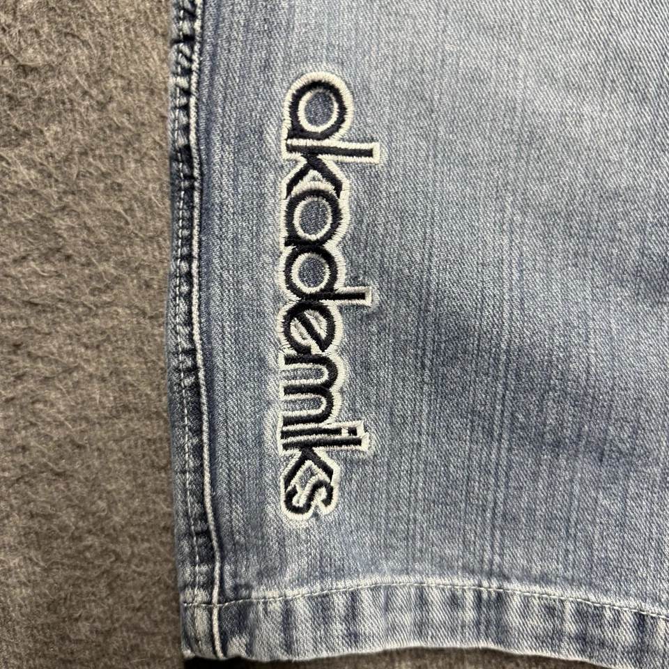 Akademiks Jeans Kids 8 Blue Baggy Wide Leg Skater Y2K 90s Hip Hop Embroidered - Image 3 of 4