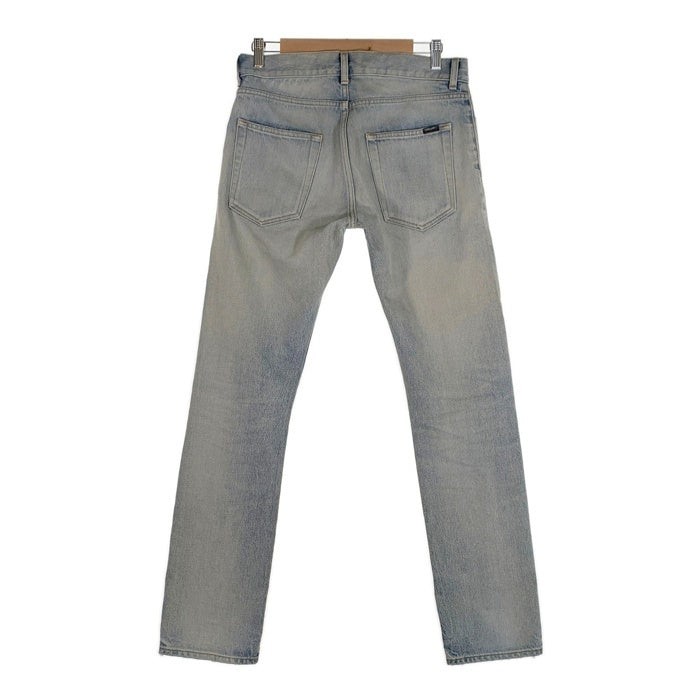 Pantaloni denim Saint Laurent Paris usati danneggiati conici indaco 2021 670614 usati