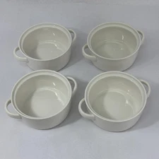 Set of 4 Dowan White Soup Stew Bowls with Handles 5.75 x 2.5 Inch
