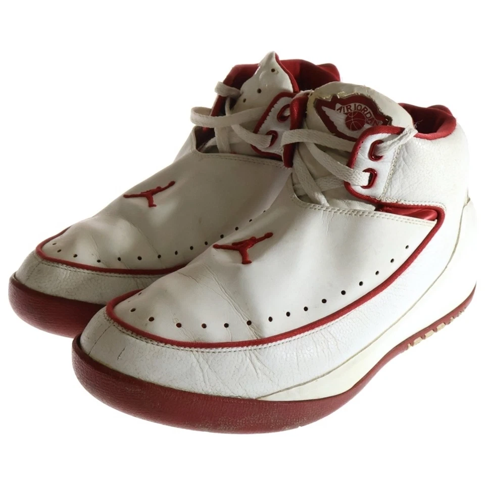 NIKE ORNAMENT 2003 AIR JORDAN NU РЕТРО 2 ВЫСОТЫ ВЕРХНЕГО КРОССОВОК БЕЛЫЙ КРАСНЫЙ US10 б/у 6 - Изображение 2 из 4