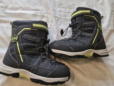 Boys Sz 4 Youth Totes Winter Snow Boots Gray/green Euc