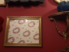 Cornice vintage originale '60 legno da parete con vetro doratura a bolo intarsi