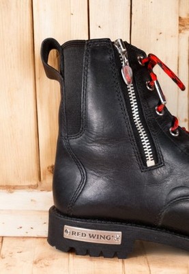 Redwing Western Boots Leather Mens Black 10 B Red Wings Combat Boots Men 10 EE Wide Leather Black Rubber  main image 4