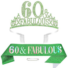 60Th Birthday Decorations for Woman, 60Th Birthday Sash and Crown for Women Set,