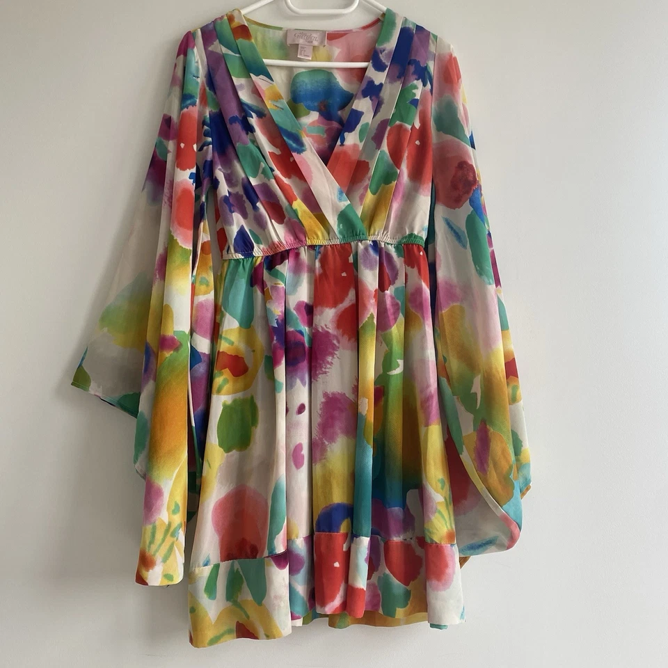 H&M Garden Collection Kimono Vestido Manga Declaración Talla XS Acuarela Arco... - Imagen 3 de 4