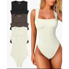 OQQ Square Neck Body Suits 3 Pack TikTok Sz Large New in Bag