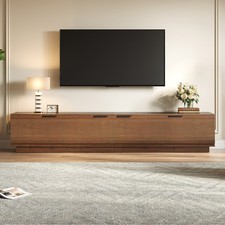 78" TV Stand for TVs up to 85", Media Console, Fluted Doors, Walnut Wood Finish.