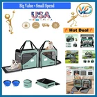 2-in-1 Large Green Cat Carrier with Litter Box for 2 Pets, Car Travel