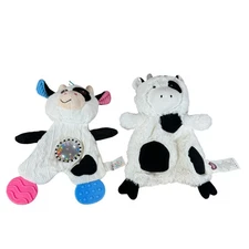 Spark Create Parents Choice Cow LOT of 2 Teethe Cow Plush Rattle Educational Toy