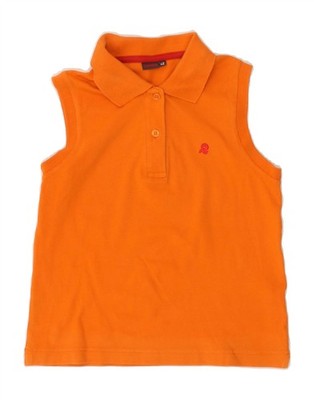 INVICTA Womens Sleeveless Polo Shirt IT 42 Medium Orange Cotton BA61