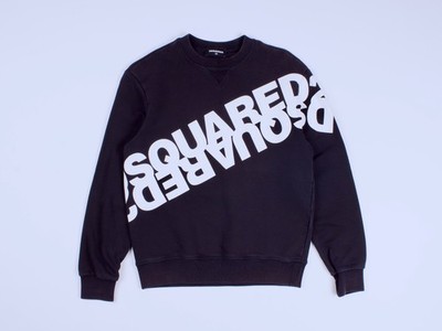 Kids or women's DSQUARED2 Graphic Printed Black Cotton Pullover Sweatshirt 12Y S