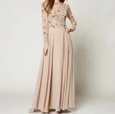 Xscape Tan Formal Long Sleeve Dress Size 10