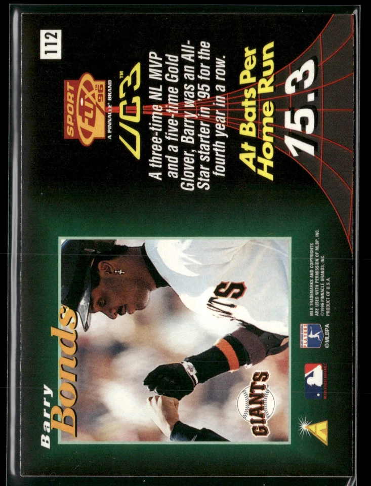 1996 Sportflix #112 Barry Bonds - Image 2 of 2