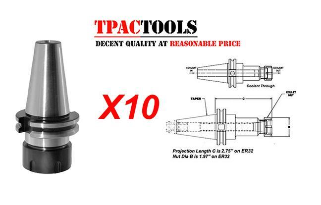 10PC CAT40 ER32 COLLET CHUCK G2.5 TRUE BALANCE 0.0001" NEW