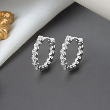 Tiny Crystal Hoop Hoop Earrings Sterling Silver