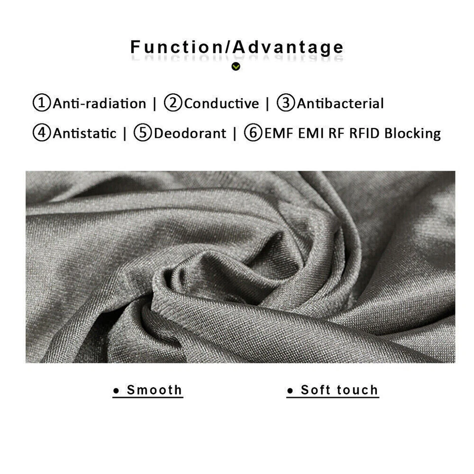 EMF EMI RFID Blocking Cloth Microwave Shielding Silver Fiber Conductive Fabric - Image 3 of 4