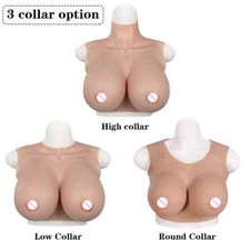Silicone Breast Forms Hight Low Round Collar Crossdresser Silicone Breastplate