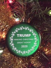 President Trump 2020 Shatterproof MAGA Christmas Tree Ornament GREEN