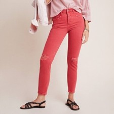 Pilcro  the Letterpress NWT Red Ultra High Rise Slim Straight Jeans, Size 27