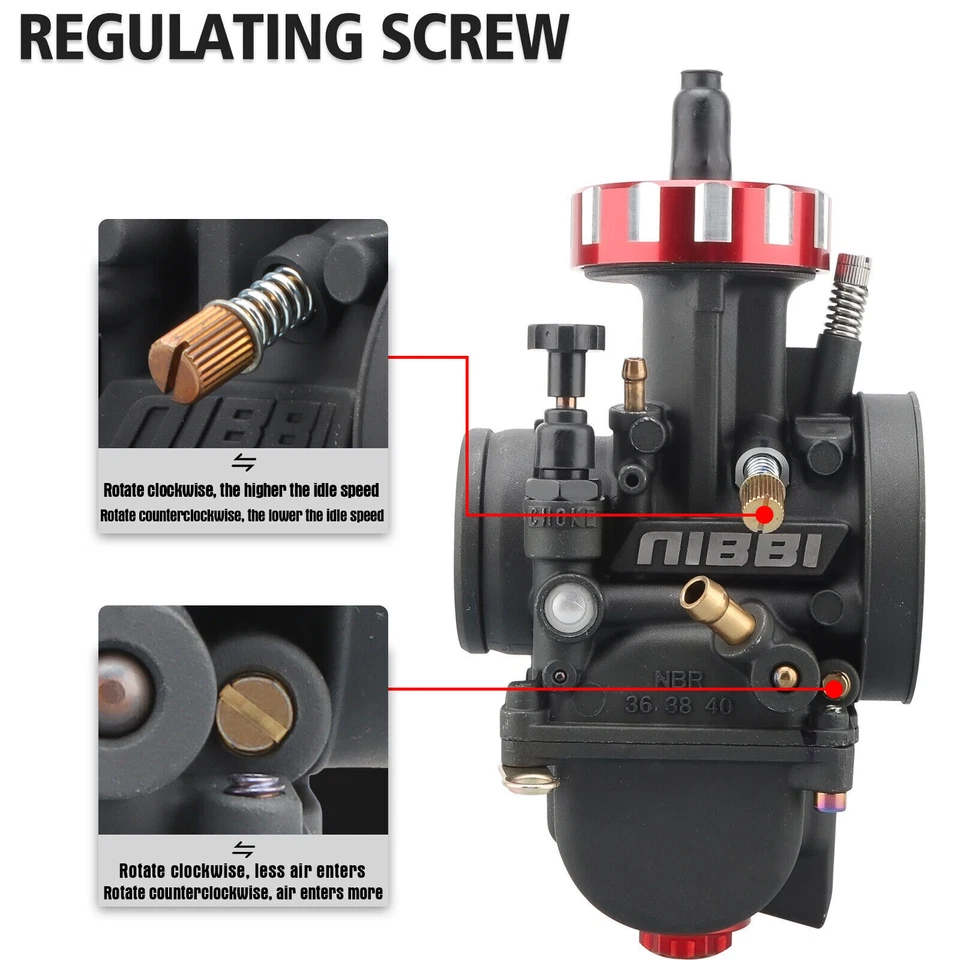 NIBBI PWK38 Carburetor For Honda Dirt Bike CR250 CR250M CR250R CR500R 1973-2008  - Image 4 of 4