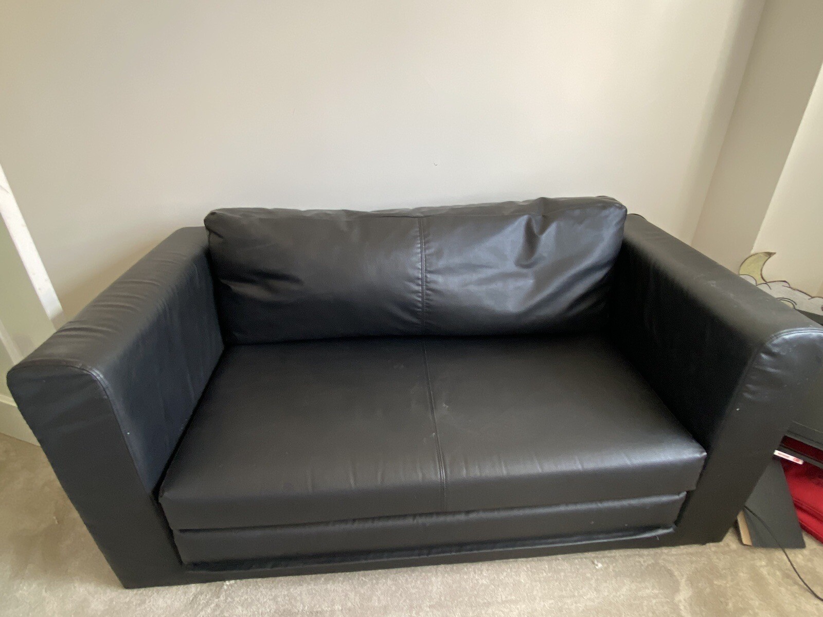 ikea sofa bed double Leather Effect eBay